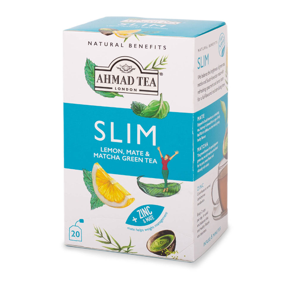 Lemon, Mate & Matcha Green Tea "Slim" Infusion 20 Teabags - Side angle of box
