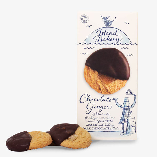 Island Bakery Chocolate Ginger Biscuits - Box and biscuits