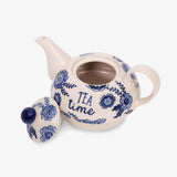 Sass & Belle Blue Willow Floral Teapot for One - Teapot and lid from side angle