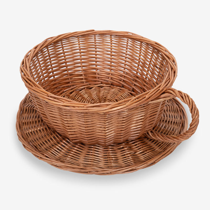 Wicker Teacup Basket (Large) - Side angle of basket