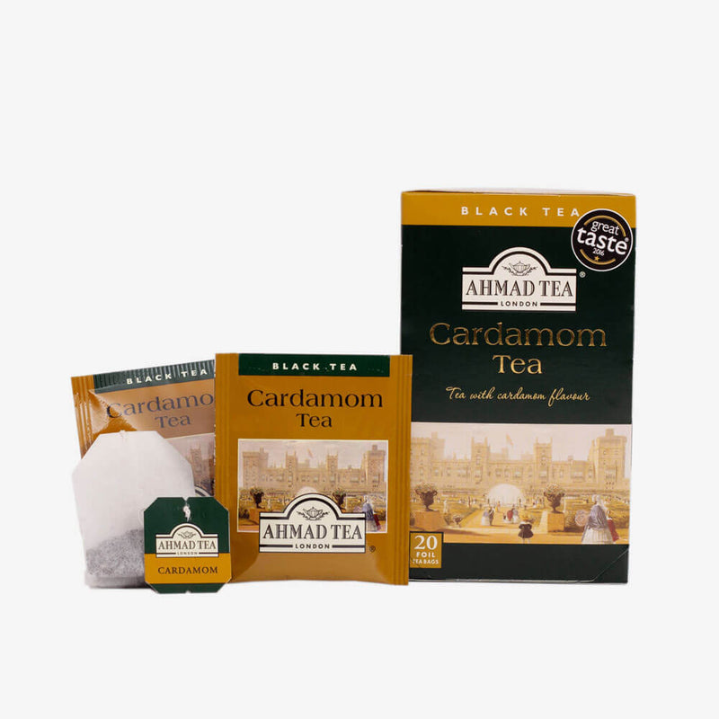 Ahmad Tea Cardamom Tea 20 Teabags - Box, envelope and teabags