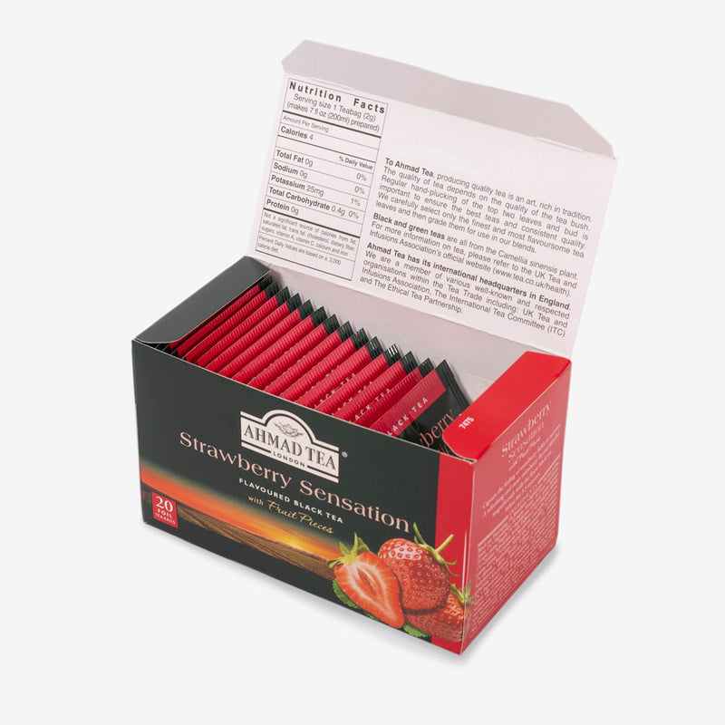 Strawberry Sensation Fruit Black Tea - 6 Packs of 20 Teabags (S&S)