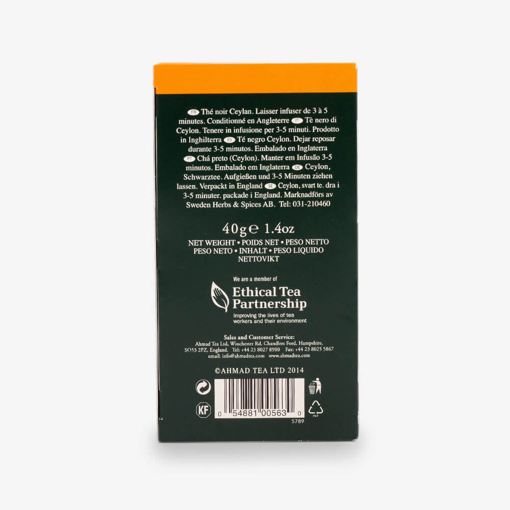 6 Packs of 20 Teabags - Back of box