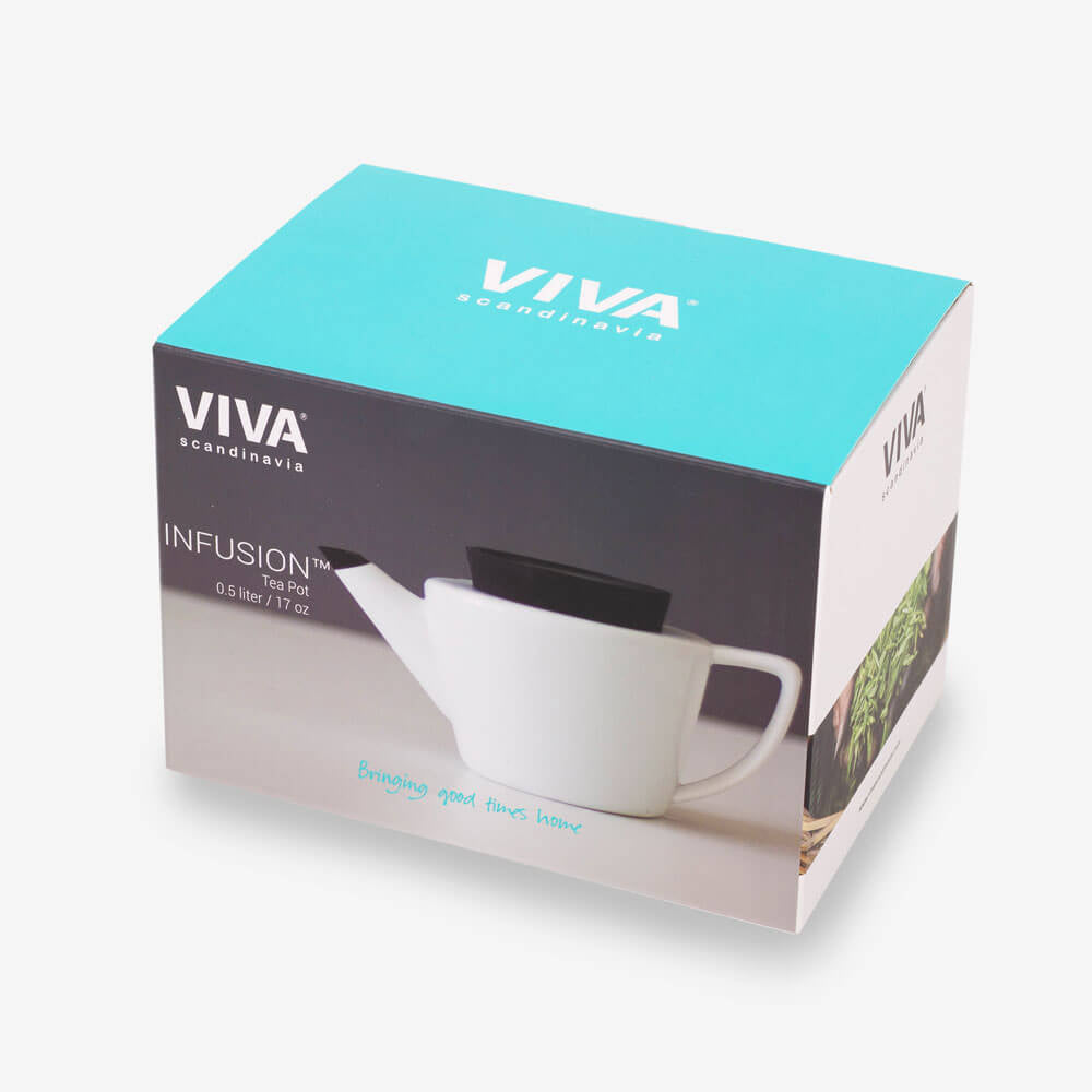 Service à Thé 5 Pièces Viva Scandinavia - Théière 0.36L + 4 Tasses 40mL Porcelaine Blanche | Design Moderne