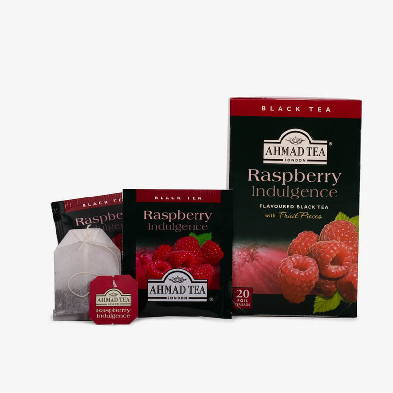 Raspberry Indulgence 20 Teabags - Box, envelopes and teabag